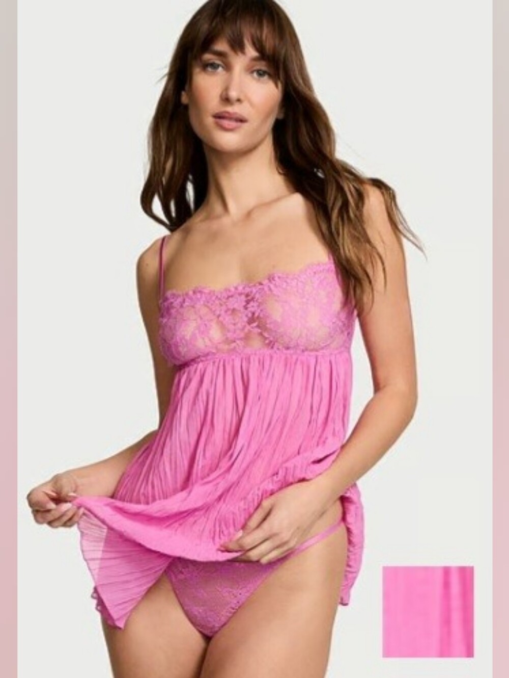 Victoria's Secret Dare To Dream Lace Pleated Babydoll Set